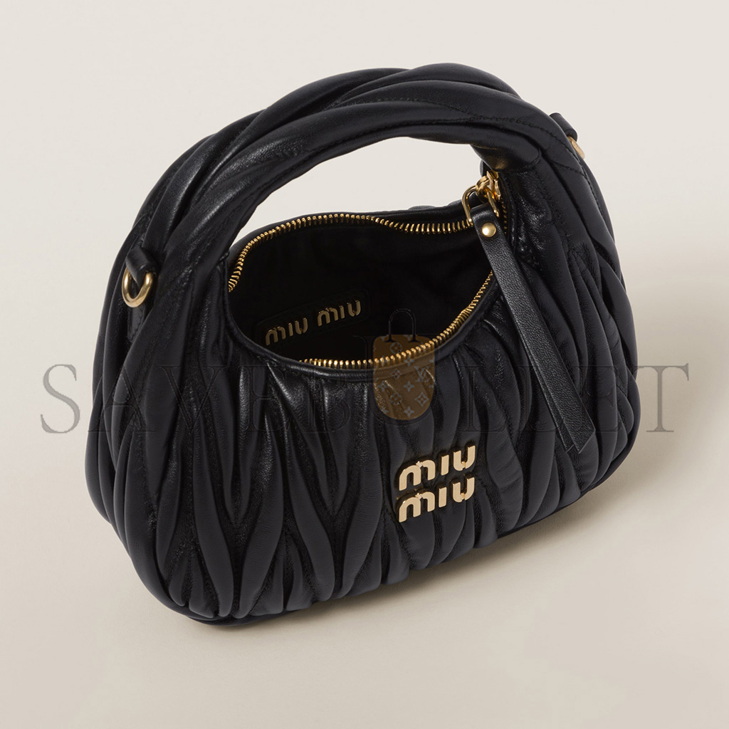 MIU MIU WANDER MATELASSÉ NAPPA LEATHER HOBO MINI-BAG 5BP078 (17.5*14*5.5cm)